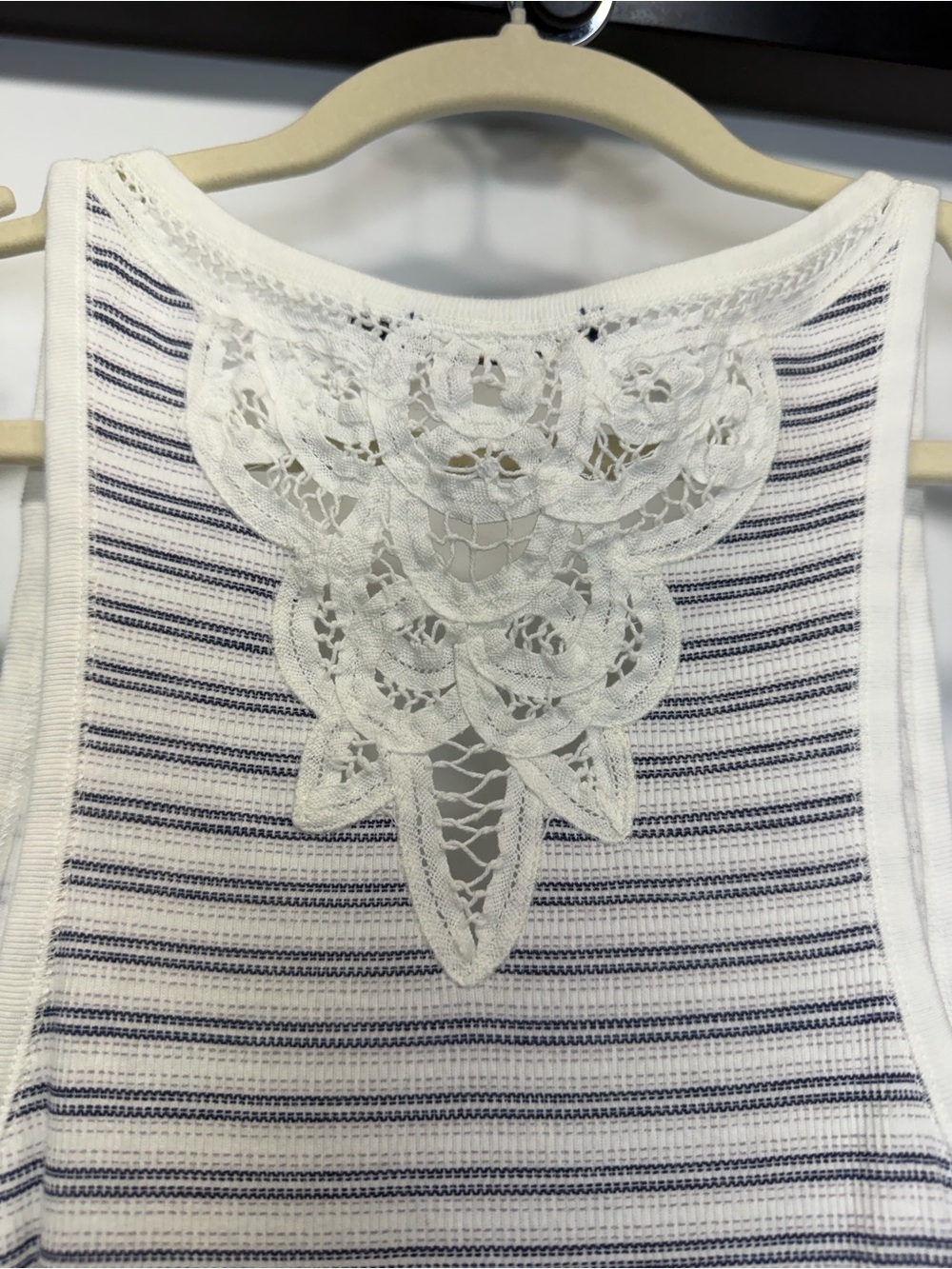 Polo Ralph Lauren White & Blue Striped Crochet Tank Top Women’s Large - Picture 9 of 12